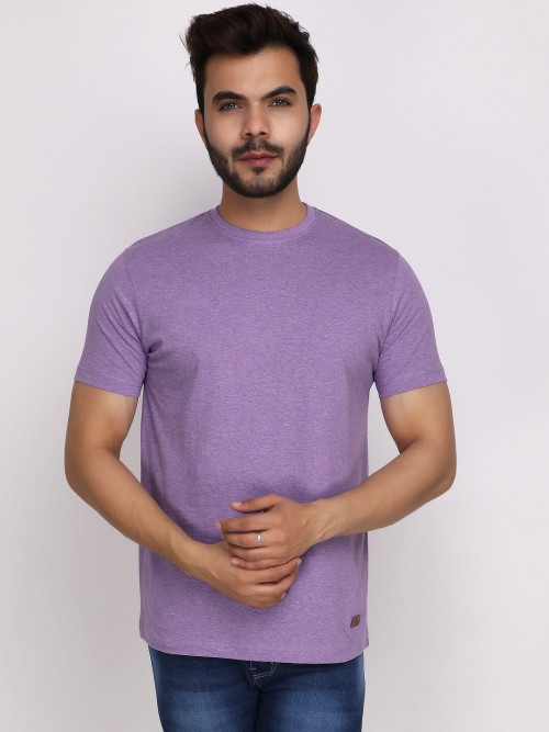 Men Round Neck Half Sleeve T-Shirt In Violet